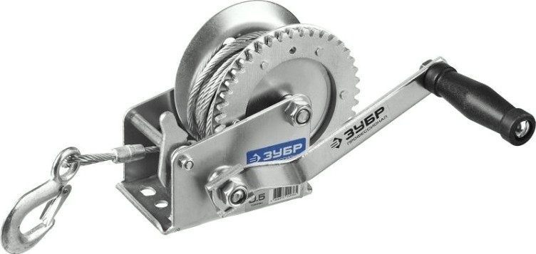 Лебедка ручная барабанная ЗУБР "ПРОФЕССИОНАЛ" тяговая, тросовая, 0.5 т, 8 м 43113-0.5 [43113-0.5]