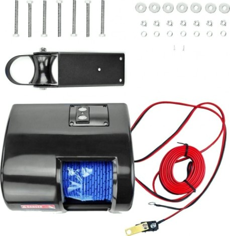 Лебедка якорная SKIPPER Fisher 25, трос 30м, беспроводной пульт ДУ, черная [SK-FISHER25]