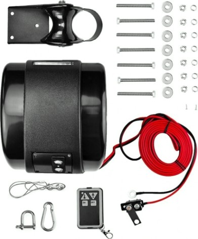 Лебедка якорная SKIPPER Fisher 45, трос 30м, беспроводной пульт ДУ, черная [SK-FISHER45]