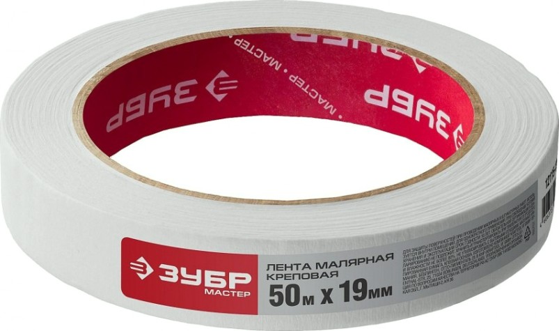 Лента малярная ЗУБР ЭКСПЕРТ креповая, 19ммх50м, [12115-19]
