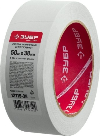 Лента малярная ЗУБР ЭКСПЕРТ креповая, 38ммх50м, [12115-38]