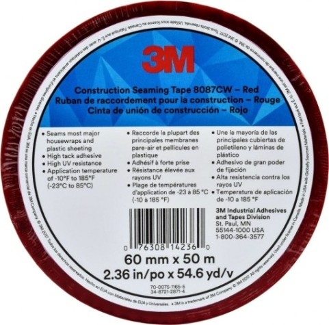 Лента односторонняя для гидроизоляции 3M 8087CW красная 60 мм х 50 м [7010379551]