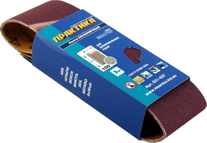 Лента шлифовальная ПРАКТИКА 75х533 мм P100 (3шт.) [031-457]