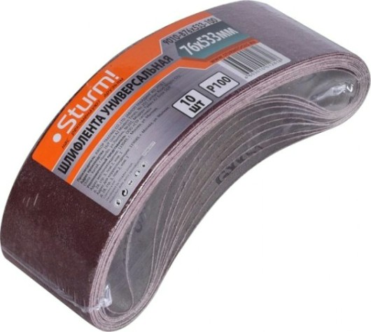 Лента шлифовальная Sturm 9010-B76x533-100 p100, 10 шт.