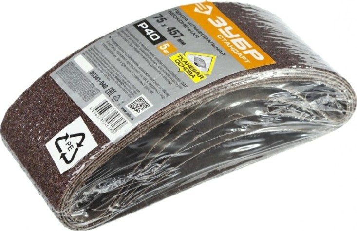 Лента шлифовальная ЗУБР СТАНДАРТ 75х457 мм, p40, для лшм, 5 шт. [35341-040]