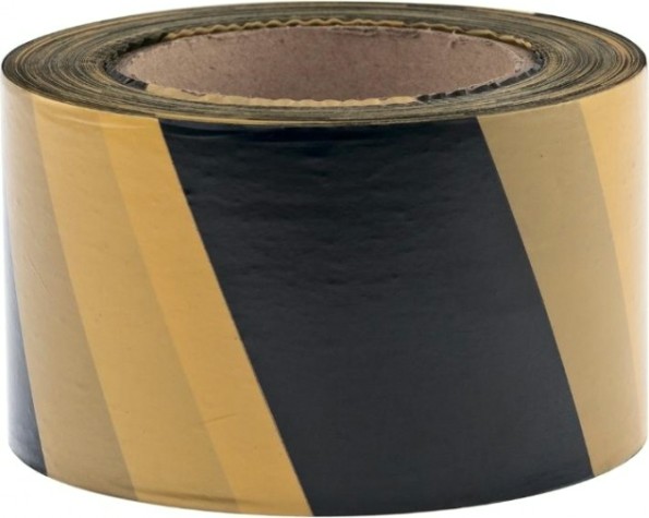 Лента сигнальная СИБРТЕХ 50 мм х 200 м черно-желтая [89033]