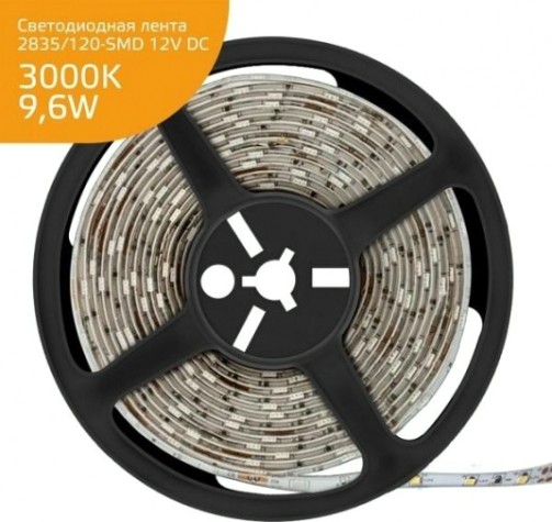 Лента светодиодная GAUSS Elementary 2835/120-smd 9.6w 12v dc теплый белый ip66 (zip ba [356000110]