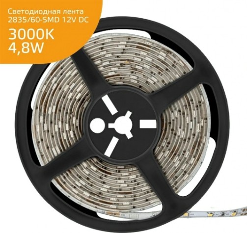 Лента светодиодная GAUSS Elementary 2835/60-smd 4.8w 12v dc теплый белый ip66 (zip bag [356000105]
