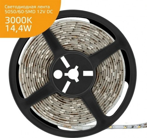 Лента светодиодная GAUSS Elementary 5050/60-smd 14.4w 12v dc теплый белый ip66 (zip ba [356000114]