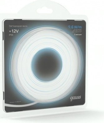 Лента светодиодная GAUSS LED 2835/120-smd 9.6w 12v dc холодный белый ip66 (блис [311000310]