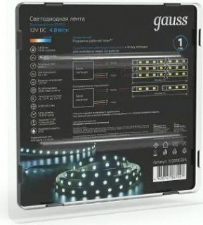 Лента светодиодная GAUSS LED 2835/60-smd 4.8w 12v dc холодный белый (блистер 5м [312000305]