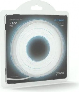 Лента светодиодная GAUSS LED 2835/60-smd 4.8w 12v dc холодный белый ip66 (блист [311000305]
