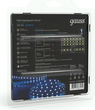 Лента светодиодная GAUSS LED 2835/60-smd 4.8w 12v dc синий (блистер 5м) [312000505]