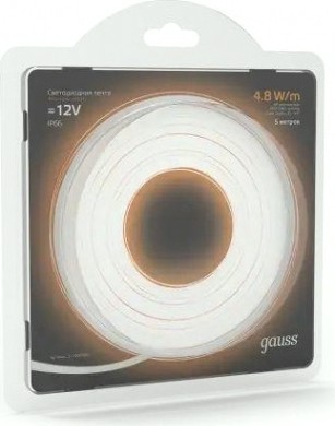 Лента светодиодная GAUSS LED 2835/60-smd 4.8w 12v dc теплый белый ip66 (блистер [311000105]