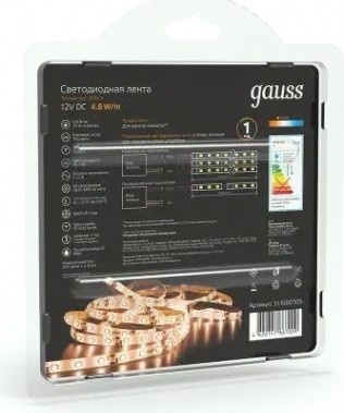 Лента светодиодная GAUSS LED 2835/60-smd 4.8w 12v dc теплый белый ip66 (блистер [311000105]