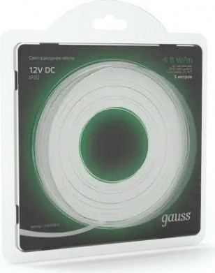 Лента светодиодная GAUSS LED 2835/60-smd 4.8w 12v dc зеленый (блистер 5м) [312000605]