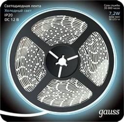 Лента светодиодная GAUSS LED 5050/30-smd 7.2w 12v dc холодный белый (блистер 5м [312000307]