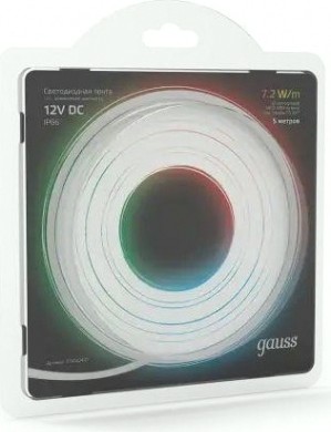 Лента светодиодная GAUSS LED 5050/30-smd 7.2w 12v dc rgb ip66 (блистер 5м) [311000407]