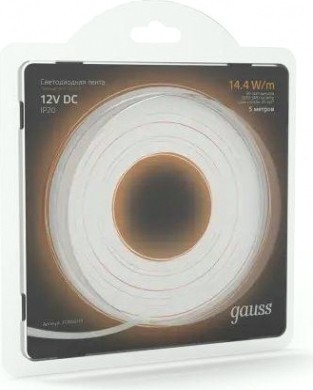 Лента светодиодная GAUSS LED 5050/60-smd 14.4w 12v dc теплый белый (блистер 5м) [312000114]