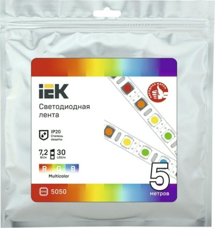 Лента светодиодная IEK LSR-5050RGB30 7,2w 12В IP20 (5 м) [LSR2-3-030-20-3-05]