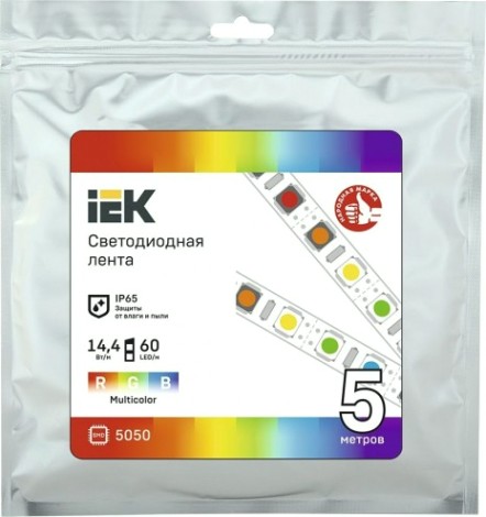 Лента светодиодная IEK LSR-5050RGB60 14,4w 12В IP65 (5 м) [LSR2-3-060-65-3-05]