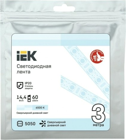 Лента светодиодная IEK LSR-5050W60 14.4w 12В IP20 (3 м) [LSR2-2-060-20-3-03]