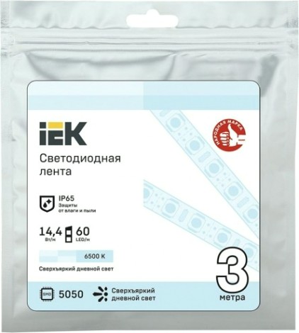 Лента светодиодная IEK LSR-5050W60 14.4w 12В IP65 (3 м) [LSR2-2-060-65-3-03]