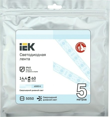 Лента светодиодная IEK LSR-5050W60 14.4w 12В IP65 (5 м) [LSR2-2-060-65-3-05]