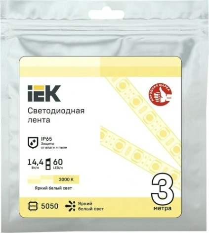 Лента светодиодная IEK LSR-5050WW60 14.4w 12В IP65 (3 м) [LSR2-1-060-65-3-03]