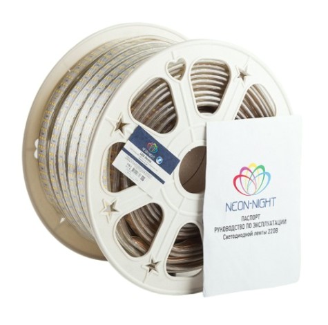 Лента светодиодная Neon-Night 142-204 (50 метров) 220B, SMD2835, 276 LED/м, теплый белый, 7,5x20мм, [142-204]