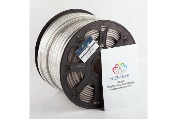 Лента светодиодная Neon-Night 142-803 (100 метров) 220B, SMD3014, 19,2Bт/м, 240 LED/м, холодный белый [142-803]
