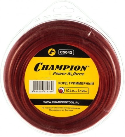 Леска триммерная CHAMPION C5042 star pro 2.0мм*126м (звезда)
