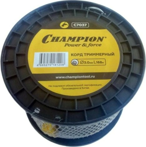 Леска триммерная CHAMPION C7037 aluminium 3.0мм*168м (круглый)+нож