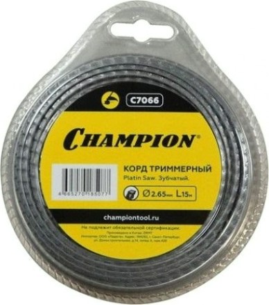 Леска триммерная CHAMPION C7066 platin saw 2.65мм*15м (зубчатый)