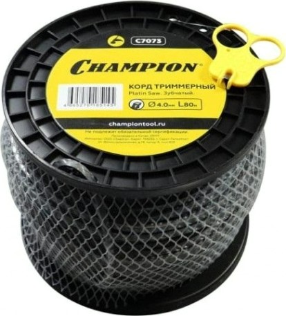Леска триммерная CHAMPION C7073 platin saw 4.0мм*80м (зубчатый)+нож
