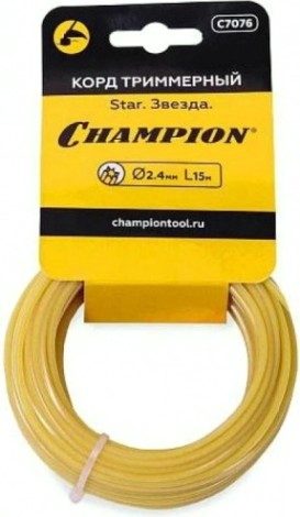 Леска триммерная CHAMPION C7076 star 2.4мм* 15м звезда
