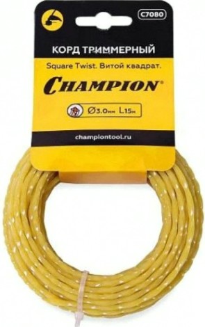 Леска триммерная CHAMPION C7080 square twist 3.0мм *15м витой квадрат