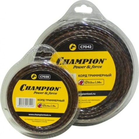 Леска триммерная CHAMPION Magic 2.4мм/ 15м витой квадрат (C7039) [C7039]