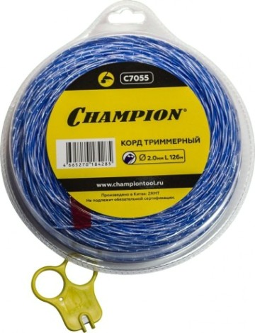 Леска триммерная CHAMPION Sky-cutter 2.0мм/ 126м витой квадрат (C7055) [C7055]