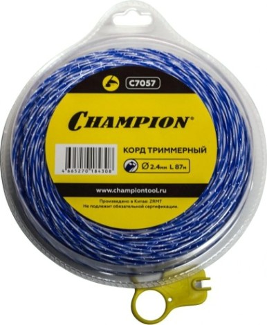 Леска триммерная CHAMPION Sky-cutter 2.4мм/ 87м витой квадрат (C7057) [C7057]
