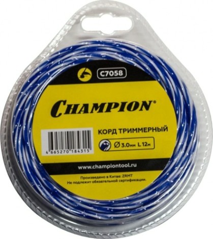 Леска триммерная CHAMPION Sky-cutter 3.0мм/ 12м витой квадрат (C7058) [C7058]