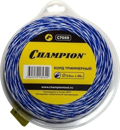Леска триммерная CHAMPION Sky-cutter 3.0мм/ 56м витой квадрат (C7059) [C7059]