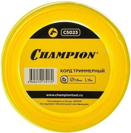 Леска триммерная CHAMPION Star 1.6мм/ 15м звезда (C5023) [C5023]