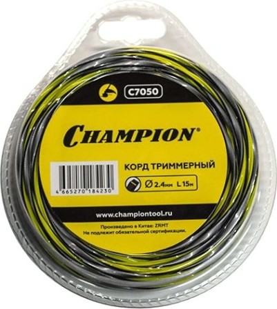 Леска триммерная CHAMPION Tornado 2.4мм/ 15м витой квадрат (C7050) [C7050]
