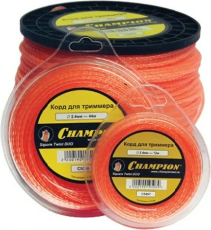Леска триммерная CHAMPION Twisted Square 2.4мм/ 12м витой квадрат (C7003) [C7003]