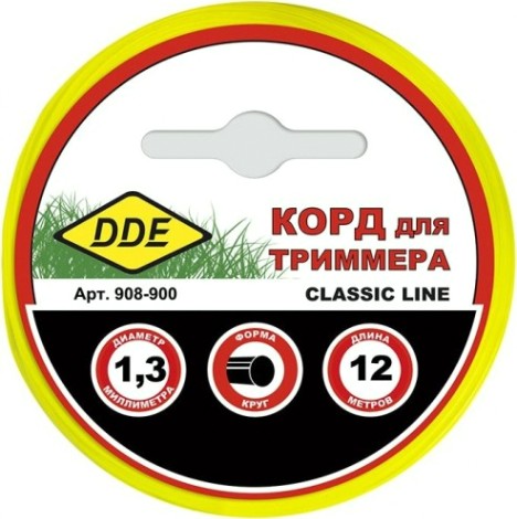 Леска триммерная DDE Classic line (1,3 ммх12 м; круг; желтая) [908-900]