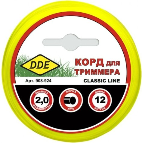 Леска триммерная DDE Classic line (2,0 ммх12 м; круг; желтая) [908-924]
