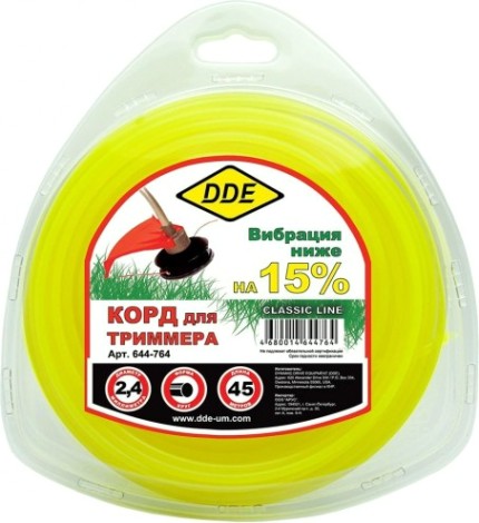 Леска триммерная DDE Classic line (2,4 ммх45 м; круг; желтая) [644-764]