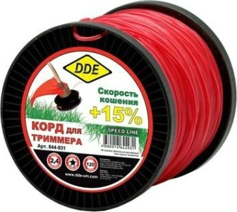 Леска триммерная DDE Speed line (2,4 ммх120 м; звезда; красная) [644-931]