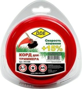 Леска триммерная DDE Speed line (2,7 ммх45 м; звезда; красная) [910-508]